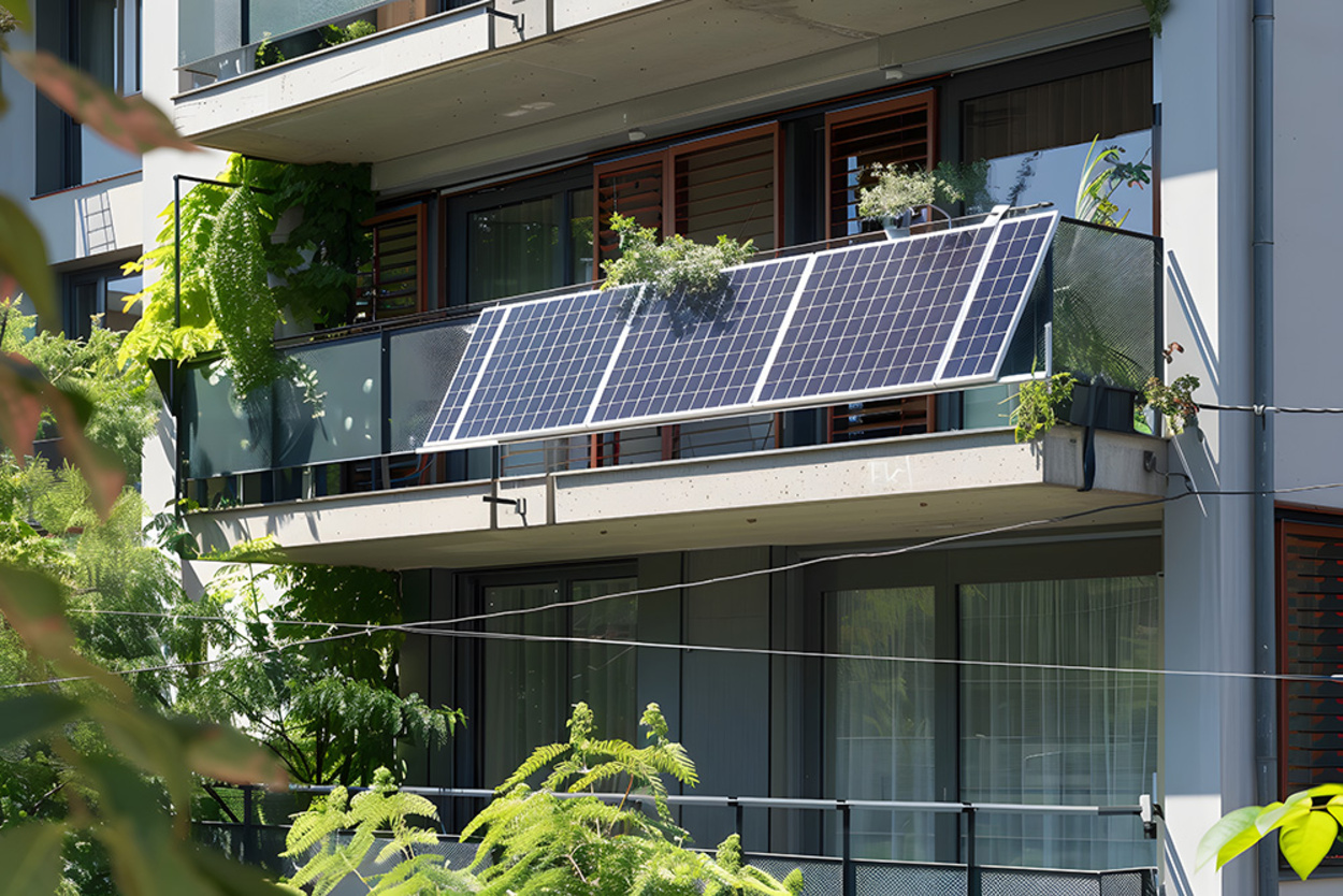 Balkon­kraftwerk bei Elektro Stumpf GmbH in Neuenmarkt